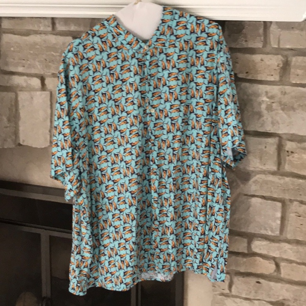 Tommy Bahama Blue and Orange Short Sleeve Tee
